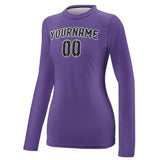 Custom Light Purple Black Women's Long-Sleeve Shirt