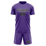 Custom Light Purple Black Soccer Jersey