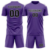 Custom Light Purple Black Soccer Jersey