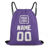Custom Light Purple White Drawstring Bag
