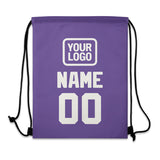 Custom Light Purple White Drawstring Bag