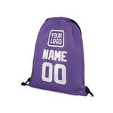 Custom Light Purple White Drawstring Bag