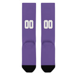 Custom Light Purple White Knee-High Sock