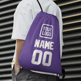 Custom Light Purple White Drawstring Bag