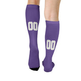 Custom Light Purple White Knee-High Sock
