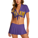 Custom Light Purple Yellow Cheerleading Uniform Set
