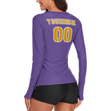 Custom Light Purple Yellow Women's Long-Sleeve Shirt