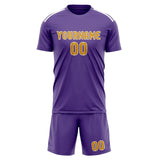 Custom Light Purple Yellow Soccer Jersey
