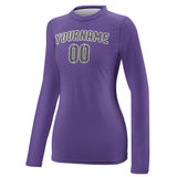 Custom Light Purple Dark Grey Women's Long-Sleeve Shirt