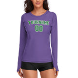 Custom Light Purple Emerald Green Women's Long-Sleeve Shirt