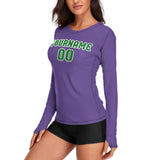 Custom Light Purple Emerald Green Women's Long-Sleeve Shirt