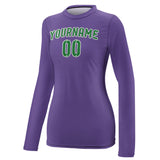 Custom Light Purple Emerald Green Women's Long-Sleeve Shirt