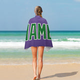 Custom Light Purple Emerald Green Beach Towel