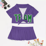 Custom Light Purple Emerald Green Cheerleading Uniform Set