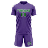Custom Light Purple Emerald Green Soccer Jersey