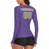 Custom Light Purple Light Khaki Women's Long-Sleeve Shirt