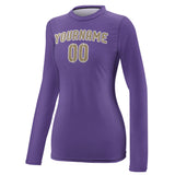 Custom Light Purple Light Khaki Women's Long-Sleeve Shirt