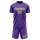 Custom Light Purple Light Khaki Soccer Jersey
