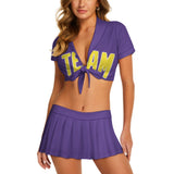 Custom Light Purple Light Yellow Cheerleading Uniform Set