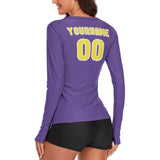 Custom Light Purple Light Yellow Women's Long-Sleeve Shirt