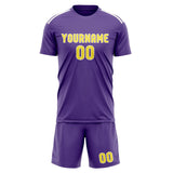 Custom Light Purple Light Yellow Soccer Jersey