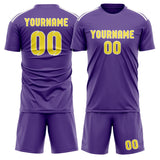 Custom Light Purple Light Yellow Soccer Jersey