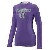 Custom Light Purple Blue Green Women's Long-Sleeve Shirt