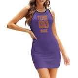 Custom Light Purple Orange Sleeveless Vest Dress