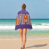 Custom Light Purple Orange Beach Towel