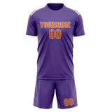 Custom Light Purple Orange Soccer Jersey
