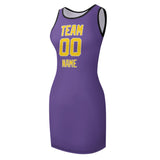 Custom Light Purple Gold Sleeveless Vest Dress