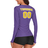 Custom Light Purple Gold Women's Long-Sleeve Shirt