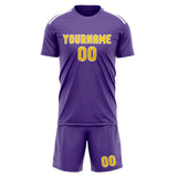 Custom Light Purple Gold Soccer Jersey