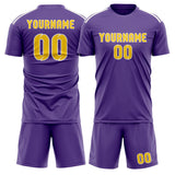 Custom Light Purple Gold Soccer Jersey