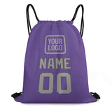 Custom Light Purple Gray Drawstring Bag