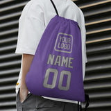 Custom Light Purple Gray Drawstring Bag