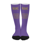Custom Light Purple Light Khaki Knee-High Sock