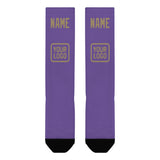 Custom Light Purple Light Khaki Knee-High Sock
