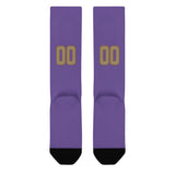 Custom Light Purple Light Khaki Knee-High Sock