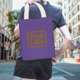 Custom Light Purple Light Khaki Canvas Tote Bag