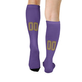 Custom Light Purple Light Khaki Knee-High Sock