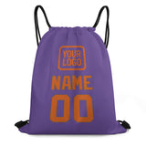 Custom Light Purple Orange Drawstring Bag