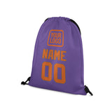 Custom Light Purple Orange Drawstring Bag