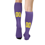 Custom Light Purple Light Yellow Knee-High Sock