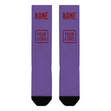 Custom Light Purple Crimson Red Knee-High Sock