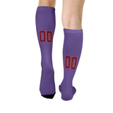 Custom Light Purple Crimson Red Knee-High Sock