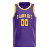 Custom Light Purple & Gold Colors Design Sports Basketball Jersey