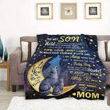 Gifts for Son Blanket - I Love You to the Moon and Back - From Mom, Birthday, Christmas, Everyday Encouragement, Inspirational Motivational