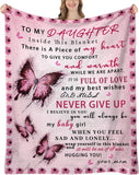 Blanket for Daughter Gifts, “There Is a Piece of My Heart to Give You Comfort and Warmth”, From Mom, Birthday Christmas, Inspirational