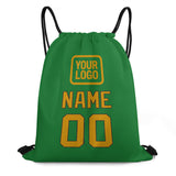 Custom Emerald Green Yellow Drawstring Bag